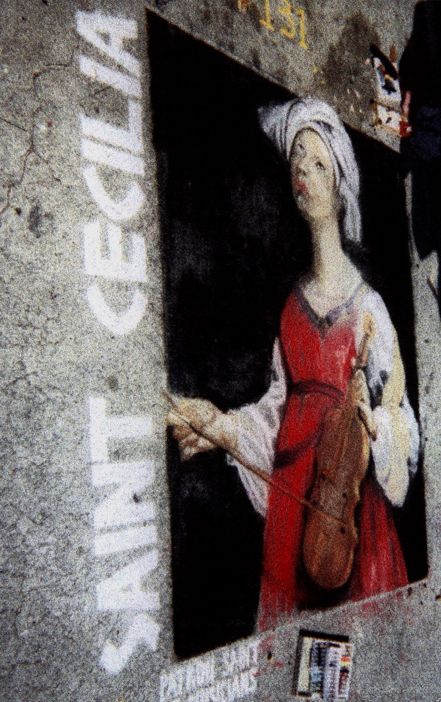Chalk Painting of Saint Cecilia, Patron of Music and Musicians