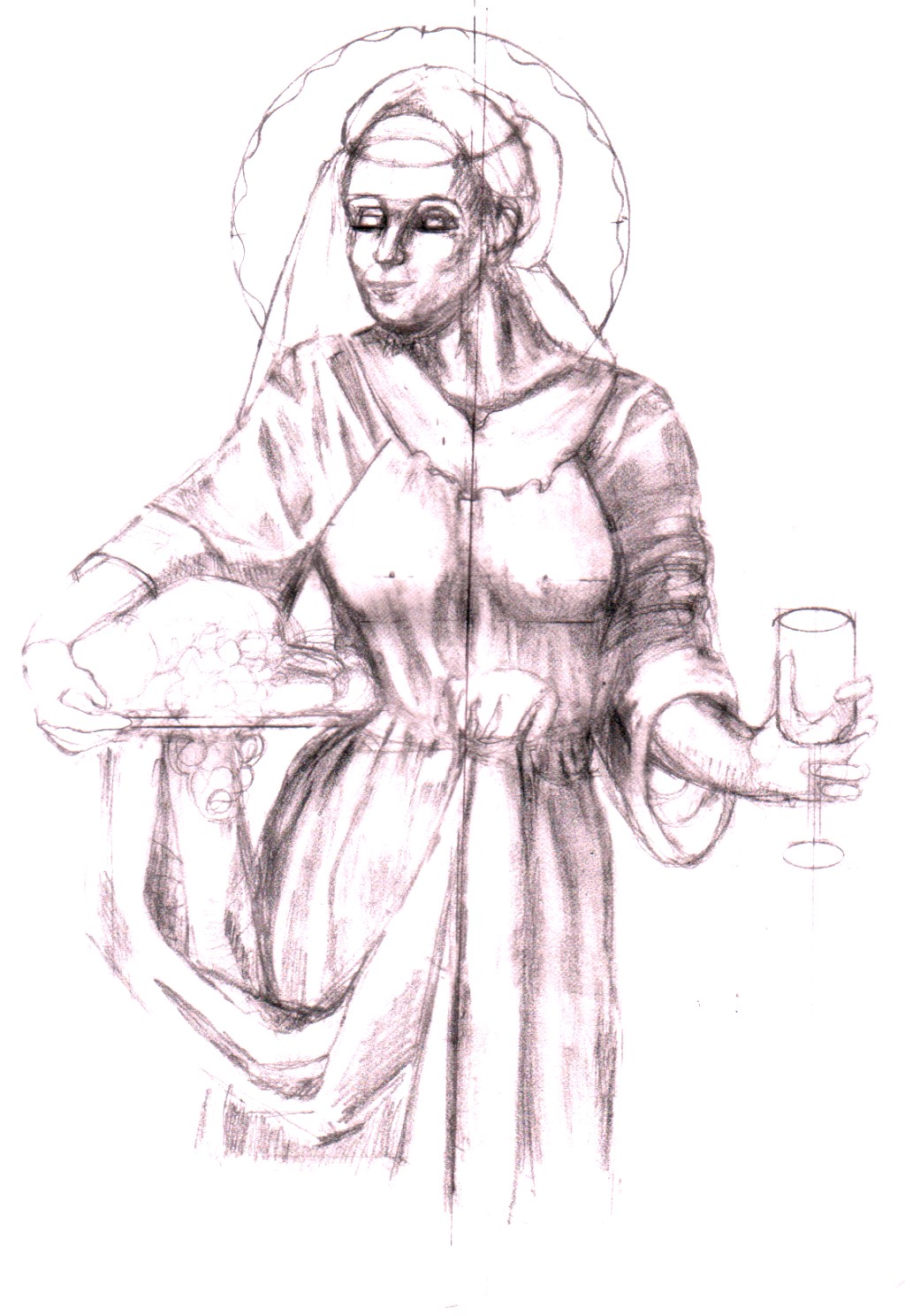 Preliminary Sketch of Saint Martha, Patron Saint of Cooks